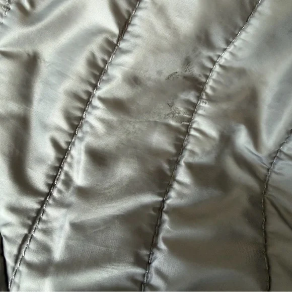 North Face Reversible Mossbud Swirl Puffer Coat Jacket Zip Gray Pink Girls L 14 - Picture 3 of 12